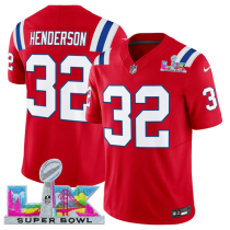 Men's New England Patriots #32 TreVeyon Henderson Red 2025 F.U.S.E. Super Bowl LX Patch Vapor Jersey
