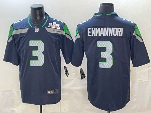 Men's Seattle Seahawks #3 Emmanwori Navy 2025 F.U.S.E. Super Bowl LX Patch Vapor Jersey