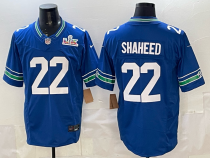 Men's Seattle Seahawks #22 Rashid Shaheed Royal 2025 F.U.S.E. Super Bowl LX Patch Jersey