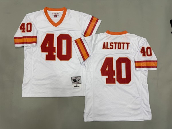 NFL Tampa Bay Buccaneers #40 Alstott White Throwback Jersey