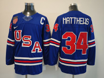 Men's USA #34 Auston Matthews Royal 2025-2026 With C Patch Stitched Jersey