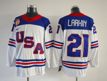 Men's USA #21 Dylan Larkin White 2025-2026 Stitched Jersey