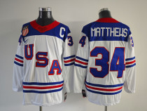 Men's USA #34 Auston Matthews White 2025-2026 With C Patch Stitched Jersey