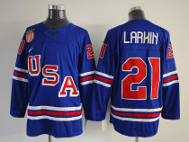 Men's USA #21 Dylan Larkin Royal 2025-2026 Stitched Jersey