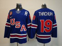 Men's USA #19 Matthew Tkachuk Royal 2025-2026 Stitched Jersey
