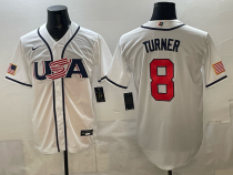 Men's USA Baseball #8 Turner White 2026 World Baseball Classic Jersey