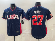 Men's USA Baseball #27 Trout Navy 2026 World Baseball Classic Jersey