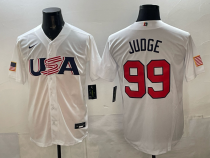 Men's USA Baseball #99 Aaron Judge White 2026 World Baseball Classic Jersey