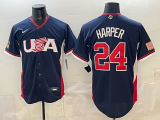Men's USA Baseball #24 Harper Navy 2026 World Baseball Classic Jersey