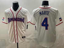 Men's Dominican Republic Baseball #4 Marte White 2026 World Baseball Classic Jersey