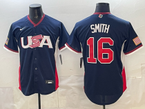 Men's USA Baseball #16 Smith Navy 2026 World Baseball Classic Jersey