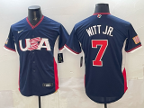 Men's USA Baseball #7 Bobby Witt Jr. Navy 2026 World Baseball Classic Jersey
