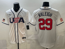 Men's USA Baseball #29 Cal Raleigh White 2026 World Baseball Classic Jersey