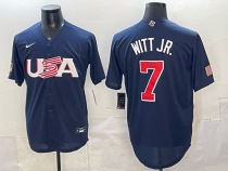 Men's USA Baseball #7 Bobby Witt Jr. Navy 2026 World Baseball Classic Jersey