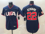 Men's USA Baseball #22 Kershaw Navy 2026 World Baseball Classic Jersey