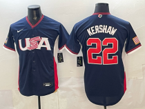 Men's USA Baseball #22 Kershaw Navy 2026 World Baseball Classic Jersey