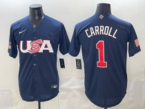 Men's USA Baseball #1 Carroll Navy 2026 World Baseball Classic Jersey