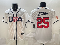 Men's USA Baseball #25 Buxton White 2026 World Baseball Classic Jersey