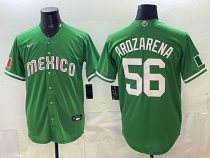 Men's Mexico Baseball Born x Raised #56 Arozarena Green 2026 World Baseball Classic Jersey