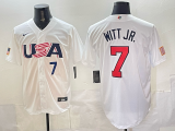 Men's USA Baseball #7 Bobby Witt Jr. White 2026 World Baseball Classic Jersey