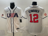 Men's USA Baseball #12 Schwarber White 2026 World Baseball Classic Jersey