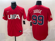 Men's USA Baseball #99 Aaron Judge Red 2026 World Baseball Classic Jersey