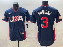 Men's USA Baseball #3 Anthony Navy 2026 World Baseball Classic Jersey