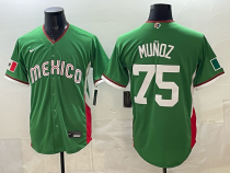 Men's Mexico Baseball Born x Raised #75 Munoz Kirk Green 2026 World Baseball Classic Jersey