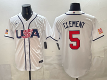Men's USA Baseball #5 Clement White 2026 World Baseball Classic Jersey