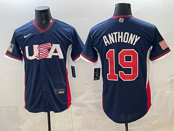 Men's USA Baseball #19 Anthony Navy 2026 World Baseball Classic Jersey