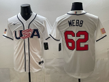 Men's USA Baseball #62 Webb White 2026 World Baseball Classic Jersey