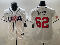 Men's USA Baseball #62 Webb White 2026 World Baseball Classic Jersey