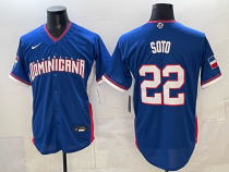 Men's Dominican Republic Baseball #22 Soto Royal 2026 World Baseball Classic Jersey