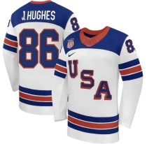 Men's USA #86 Jack Hughes White 2025-2026 Stitched Jersey