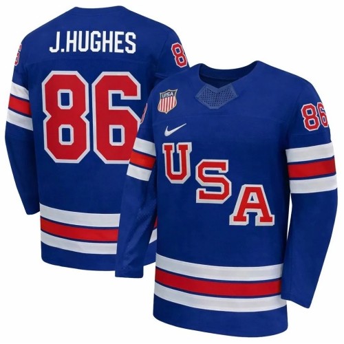 Men's USA #86 Jack Hughes Royal 2025-2026 Stitched Jersey
