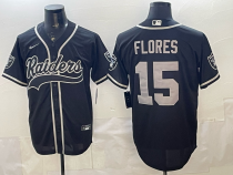 Men's Las Vegas Raiders #15 Flores Black Cool Base Stitched Baseball Jersey