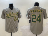 MLB Oakland Athletics #24 Henderson Grey Game Nike Jersey