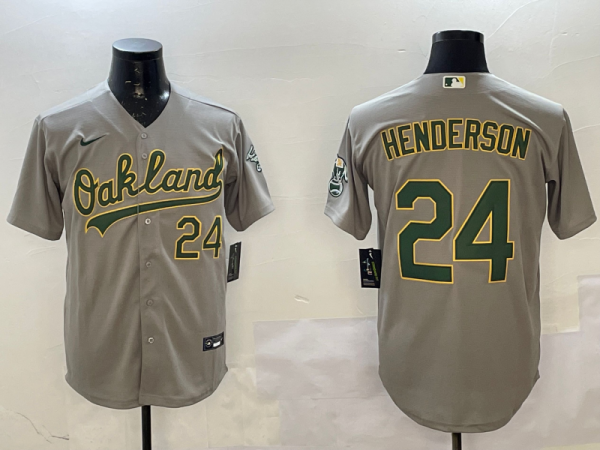 MLB Oakland Athletics #24 Henderson Grey Game Nike Jersey