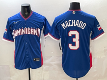 Men's USA Baseball #3 Machado Royal 2026 World Baseball Classic Jersey