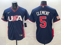 Men's USA Baseball #5 Clement Navy 2026 World Baseball Classic Jersey