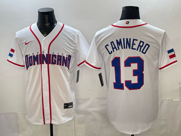 Men's USA Baseball #13 Caminero White 2026 World Baseball Classic Jersey