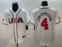 Men's USA Baseball #4 Pete Crow-Armstrong White 2026 World Baseball Classic Jersey