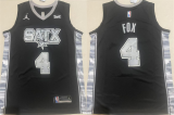 Men's San Antonio Spurs #4 De'Aaron Fox Black 2024-25 Statement Edition Jersey