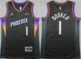 Men's Phoenix Suns #1 Devin Booker Black 2025-26 Statement Edition Stitched Jersey