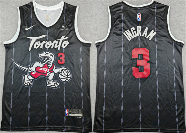 Men's Toronto Raptors #3 Brandon Ingram Black 2025-26 City Edition Stitched Jersey