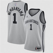 Men's San Antonio Spurs #1 Victor Wembanyama Silver 2025 Statement Edition Jersey