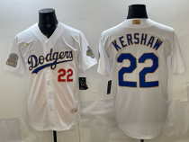 Men's Los Angeles Dodgers #22 Clayton Kershaw White 2026 Gold Collection Stadium Stitched Jersey
