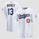 Men's Los Angeles Dodgers #13 Max Muncy White 2026 Gold Collection Stadium Stitched Jersey