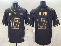 Men's Buffalo Bills #17 Josh Allen Black Gold 2025 F.U.S.E. “Rivalries” With 4-Star C Patch Jersey