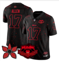 Men's Buffalo Bills #17 Josh Allen Black 2025 F.U.S.E. 'Stranger Things Edition' Vapor Limited Jersey
